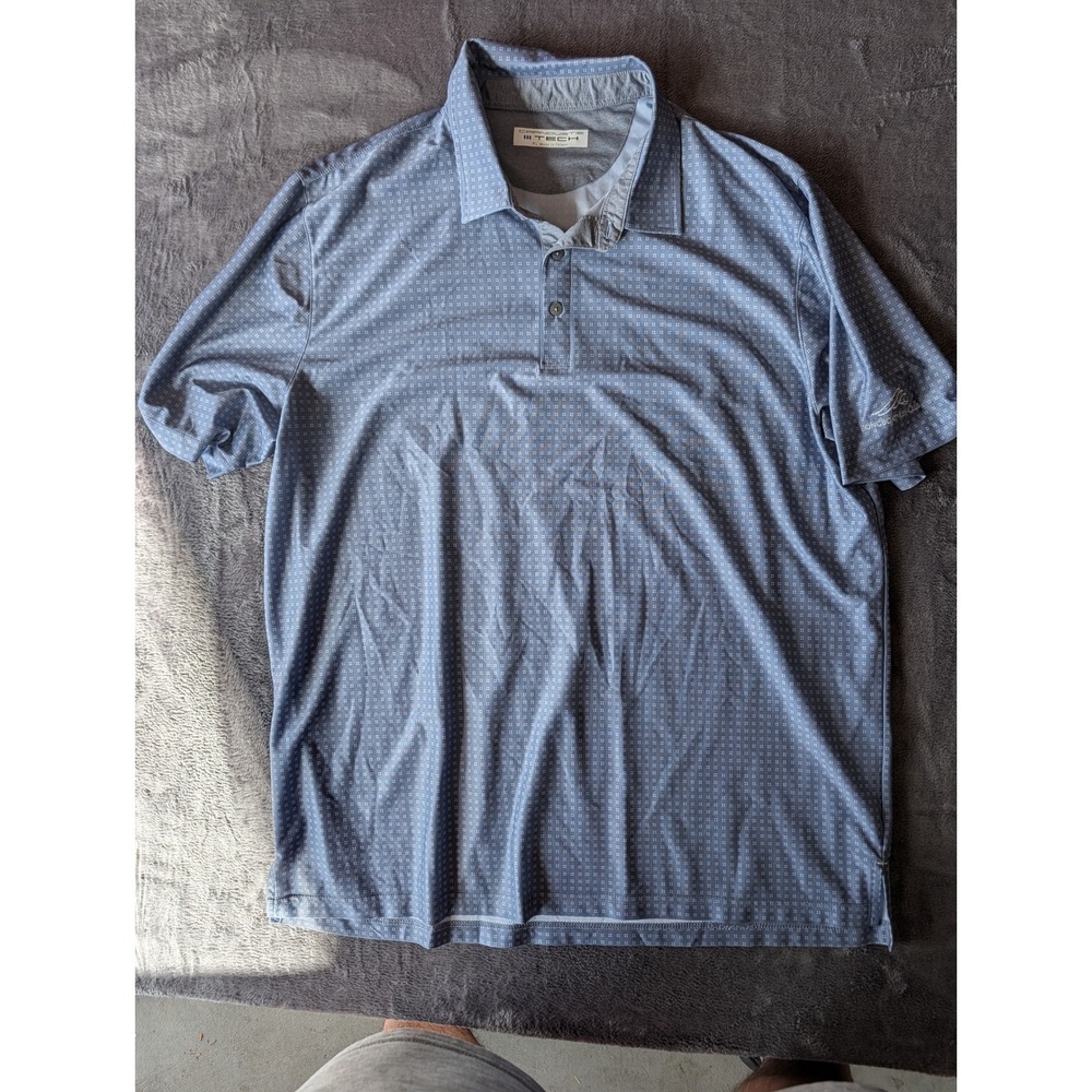 Carnoustie Tech Mens XL Blue Geometric Polo Longboat Key Club Logo Short Slv